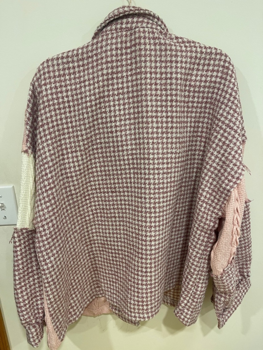 New Wihtout Tags POL patchwork Jacket in pink & cream - Picture 3 of 3